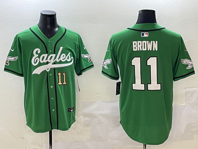 Men Philadelphia Eagles #11 Brown Green three generations Jointly Name 2025 Nike Limited NFL Jersey style 9->philadelphia eagles->NFL Jersey